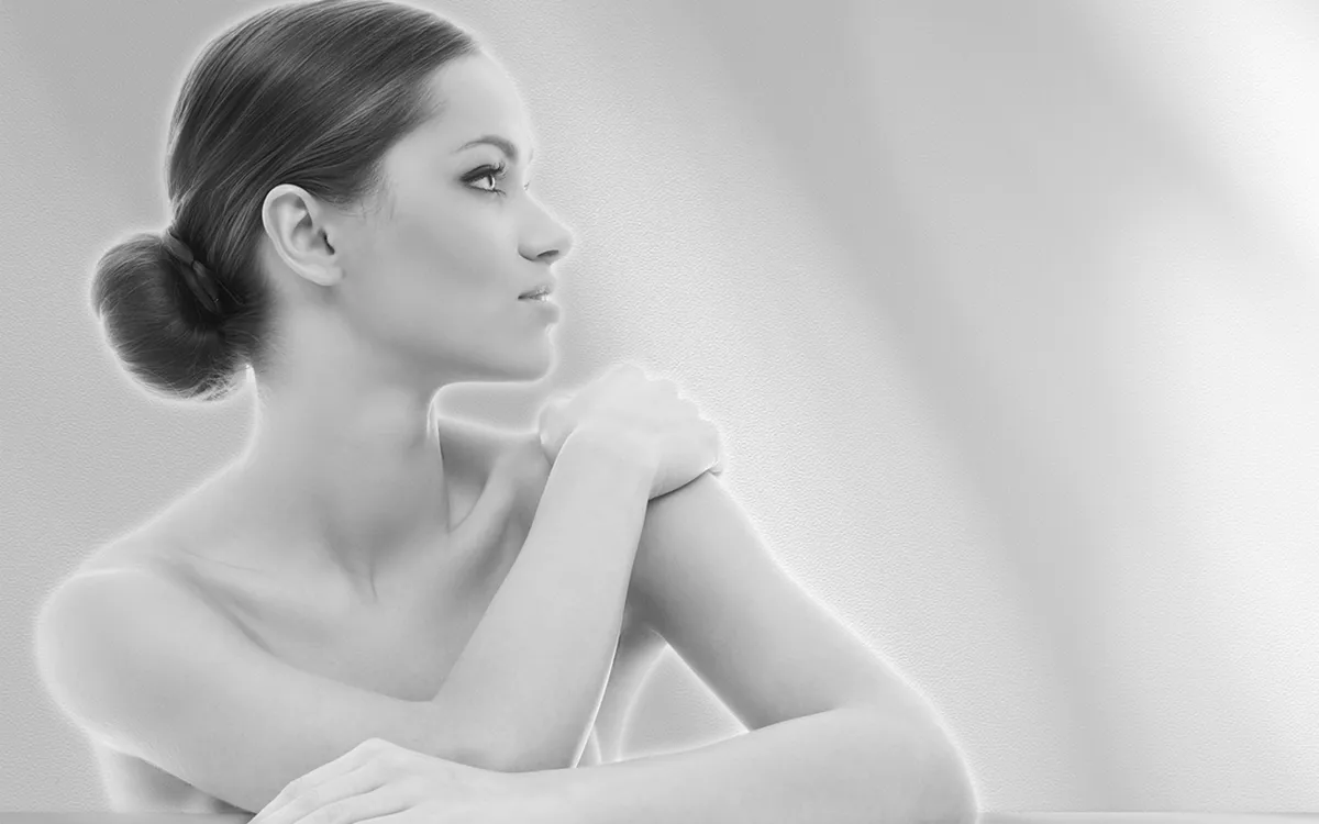 A woman looking over her shoulder